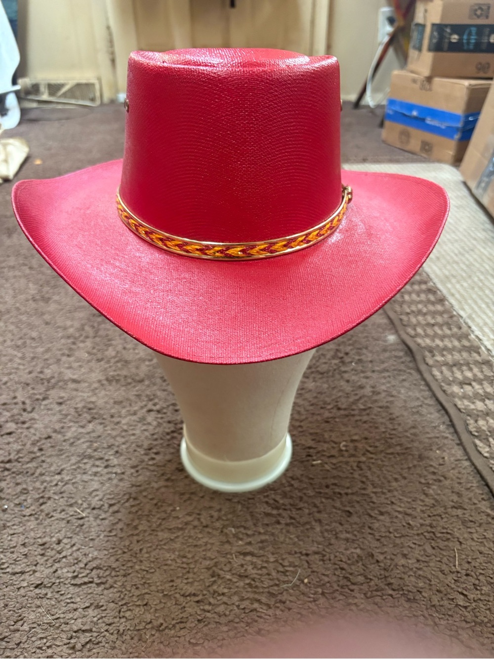 Red Women's Western Hat with Braided Band